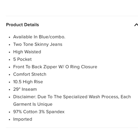 Fashion Nova Change The Panel Two Tone Skinny Jeans - Blue/Combo Full Zip Fly - Picture 13 of 15